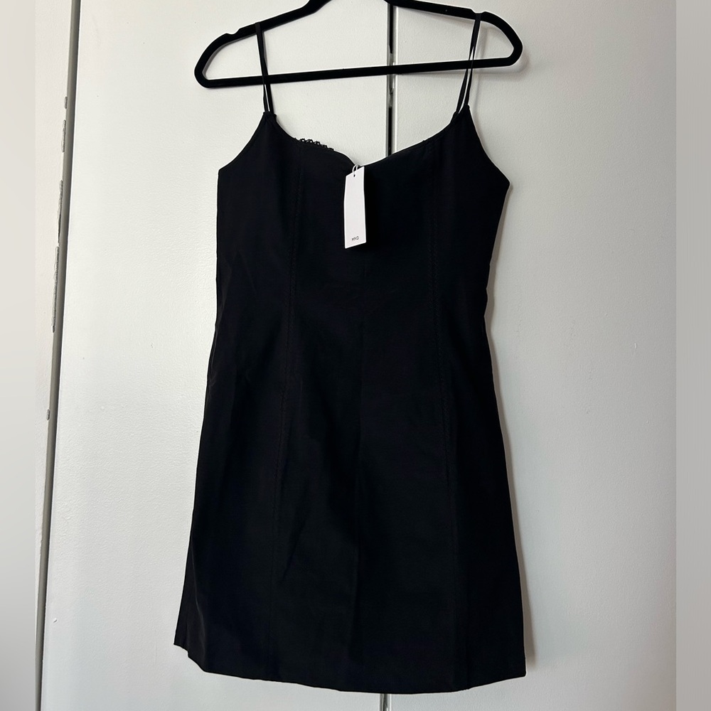 NEW Mango Black Mini Slip Dress
